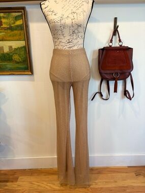 Forever 21 Rhinestone Mesh Flare Pants Nude / Tan (S)